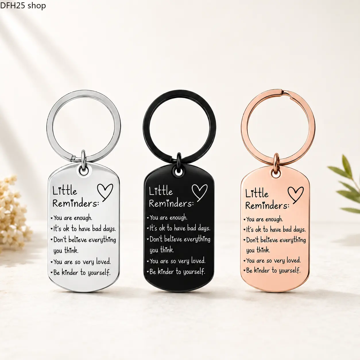 Little Reminders Inspirational Keychain For Women And Men Motivational Engraved Stainless Steel Pendant With Encouraging Message for Daily Carry Gifts Friendship And Personal Inspiration
