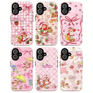 S-trawberry S-hortcake Phone Case, Pink Backgrounds "You Make Life SWEET" Bows Pets Baskets Whimsical Nostalgic Vibes, For iphone 17 16 15 14 13 12 11 17Air Plus Pro Promax Samsung Galaxy S26 S25 S24 S23 S22