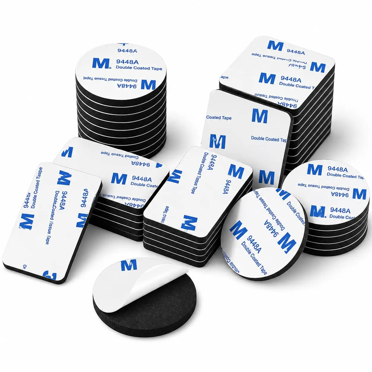 Double Sided Adhesive Pads for Mounting, 60 Pack Heavy Duty Black  Tape, 20 Round 1.18 in, 20 Square 1.57 in, 20 Rectangle 1.97 x 1.18 in, 3 mm Thick,  for Walls, Pictures,