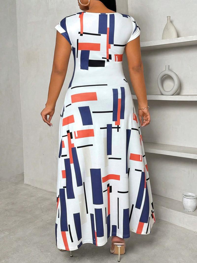 Plus Size Striped Print Round Neck Tee, Casual Long Sleeve Crew Neck T-shirt for Daily Wear, Women Plus Clothing for All Seasons,  Summer Clothes Women