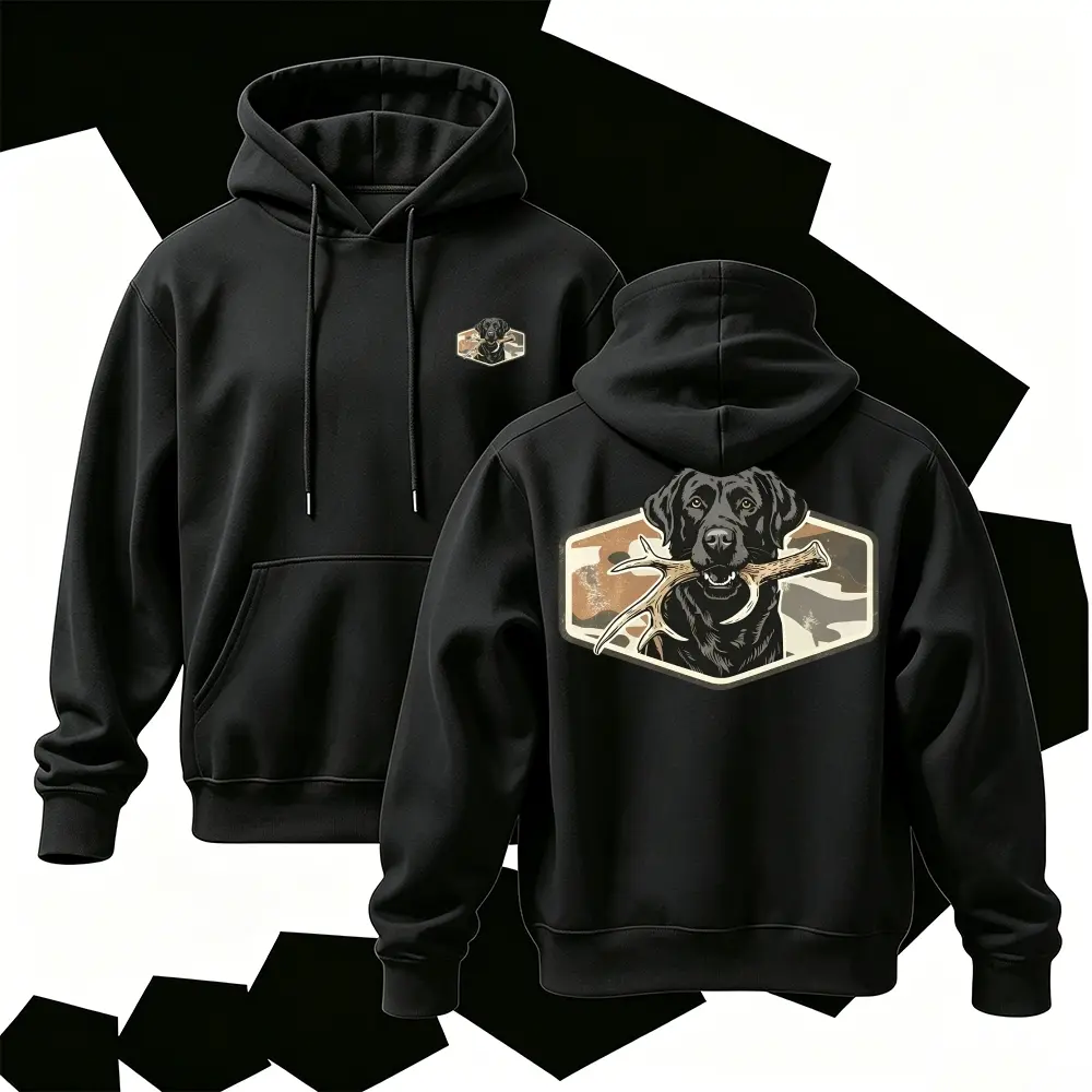Black Labrador Hoodie, Vintage Dog Graphic Sweatshirt, Outdoor Animal Streetwear Hoodie