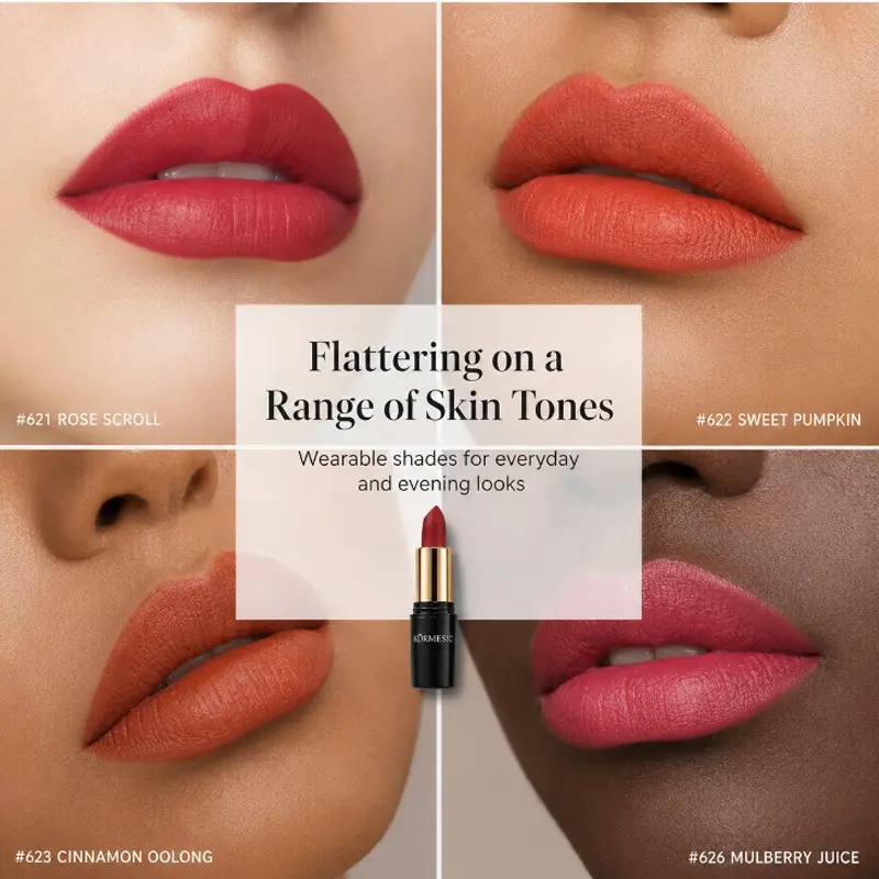 Four-Color Matte Lipstick Set, Waterproof Long-Lasting Velvet Finish, Universal Fit for All Skin Tones, Daily Makeup Essential