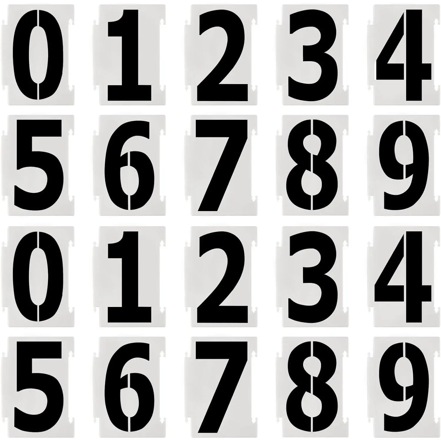 4 Inch Curb Number Stencils 20Pcs 0-9 Address Curb Stencil Kit Reusable Plastic Interlocking Stencils for Painting Address on Wall Wood Road Mailbox
