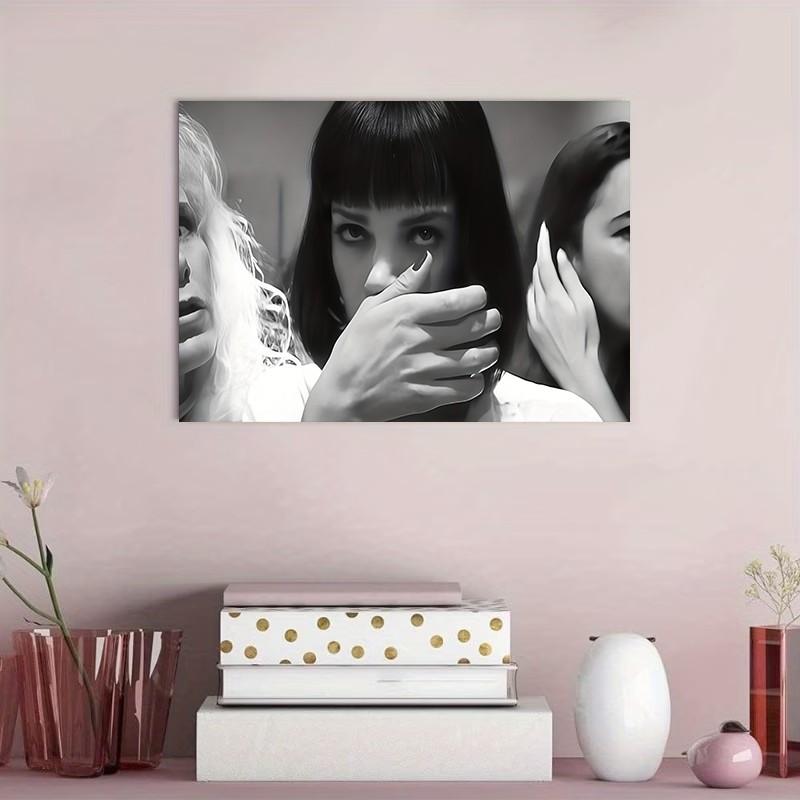 Pulp Fiction Movie Poster Canvas Art - Black and White Wall Decoration, Vintage Wall Art, Art Work For Wall Decor, Suitable for Bedroom, Living Room or Hallway, Movie Room Decoration, Bold Wall Decor, Art Canvas,home,inspo,athlete,motivation
