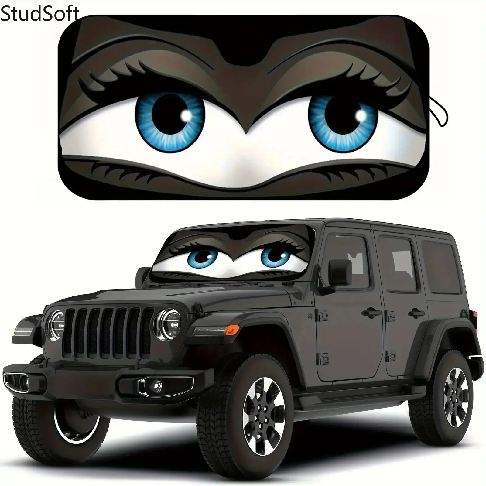Cartoon Car Windshield Sunshade - Foldable UV Blocking Umbrella Shield, Car Cooling Automotive Accessory with Fun Look, Fits Most SUVs