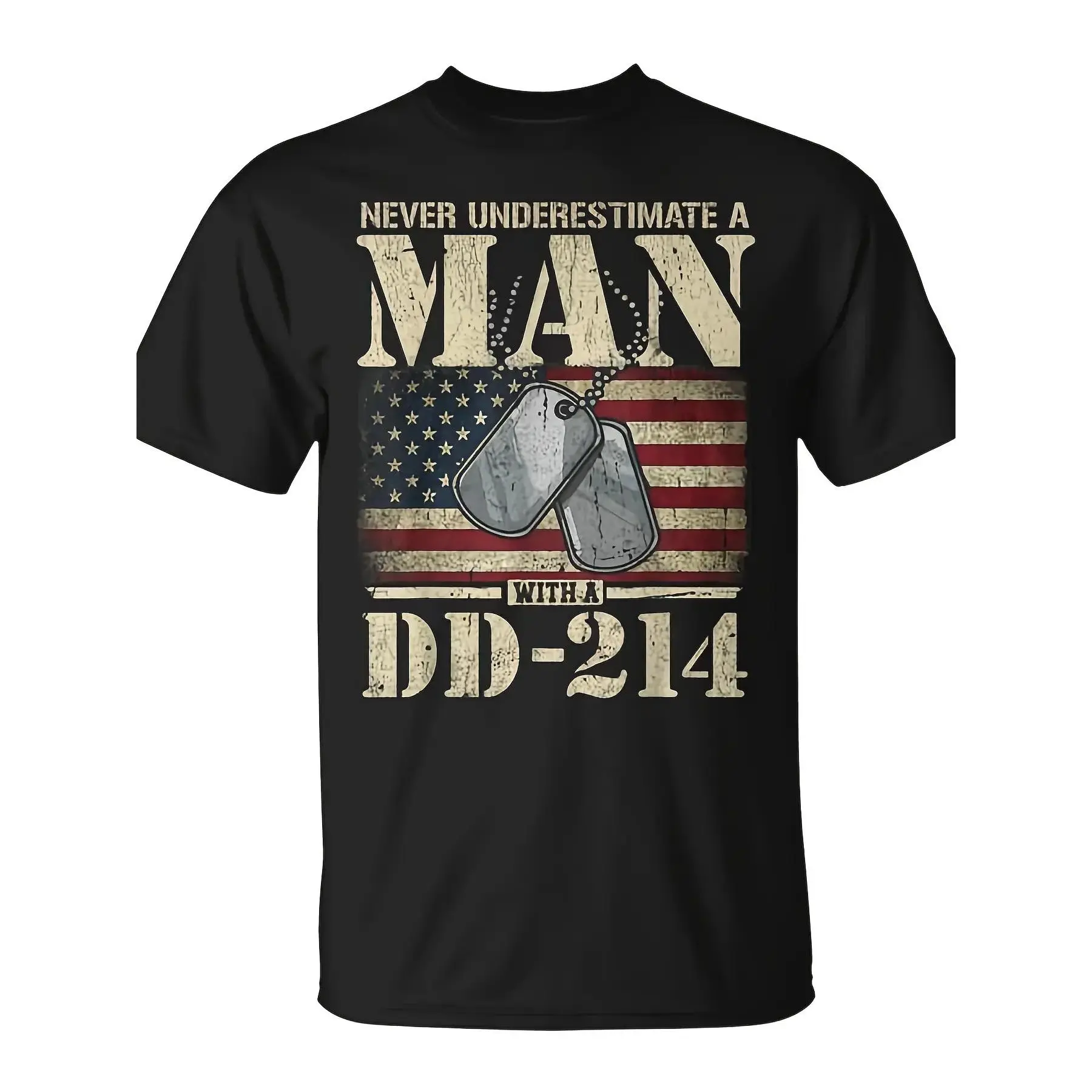 Dd 214 Alumni Never Underestimate An Old for Man with A Dd-214 T-Shirt Unisex for Daily Wear  Fun Christmas Novelty Men's T-Shirt Summer Trendy Streetwear Fashion Top Quality Comfortable Casual Printed T-shirt Pure Cotton 220G