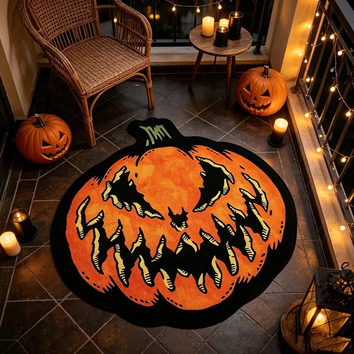 Halloween Pumpkin Rug, Gothic Style, Washable, Easy to Clean, Durable, Perfect for Living Room, Bedroom, Party, Home Decor, Home Decor Rugs