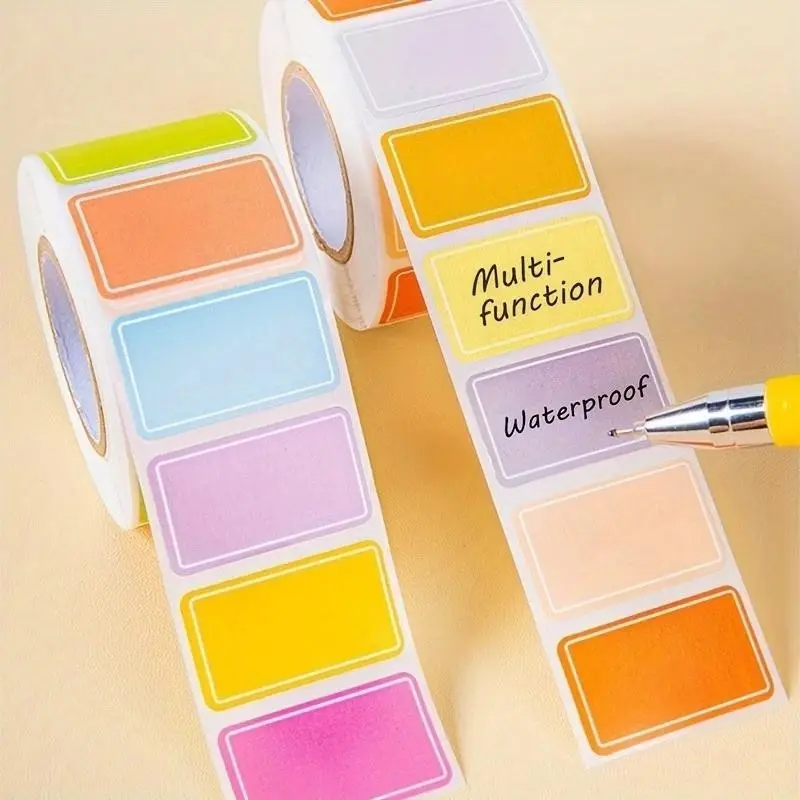 1000 Waterproof Colorful Index Labels, 2 Rolls, Ideal for Office and School Organization, Durable Labeling Solution