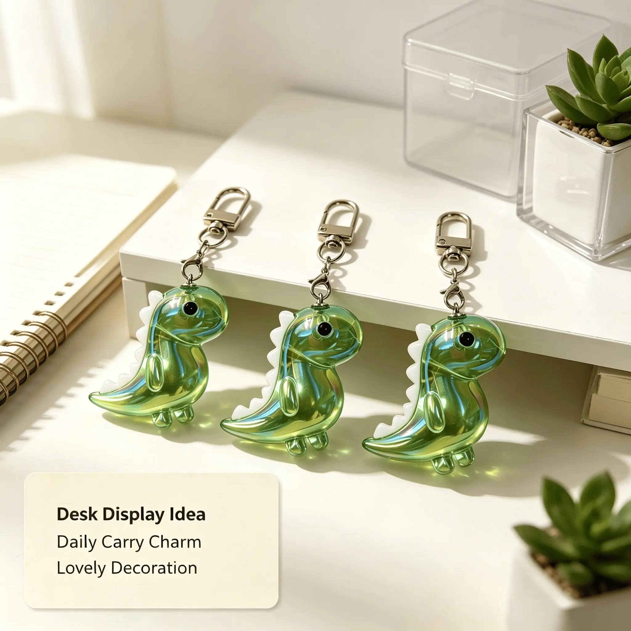 Cute Dinosaur Design Car Keychain, 3 Counts Creative Animal Design Keychain, Car Interior Decoration Accessories for Women & Men