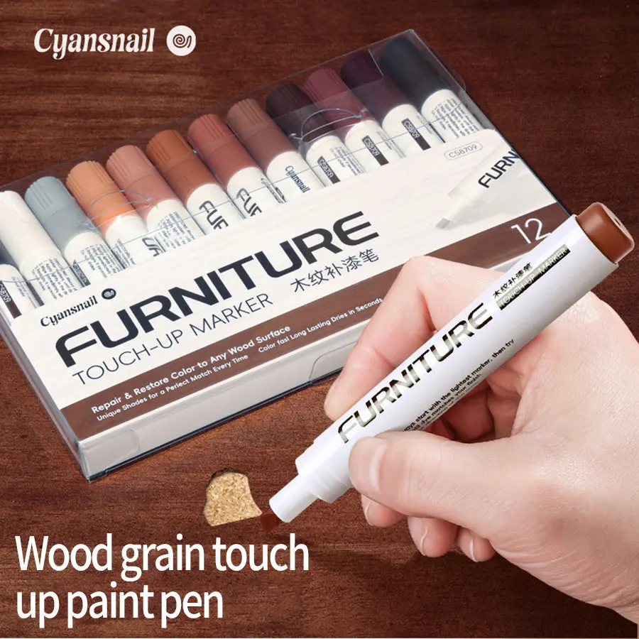Wood Grain Touch-Up Pen for Scratch Repair, Wood Color Floor Paint Pen, Wood Item Scratches Fix, Essential for Wooden Crafts Repair, Wooden Surface