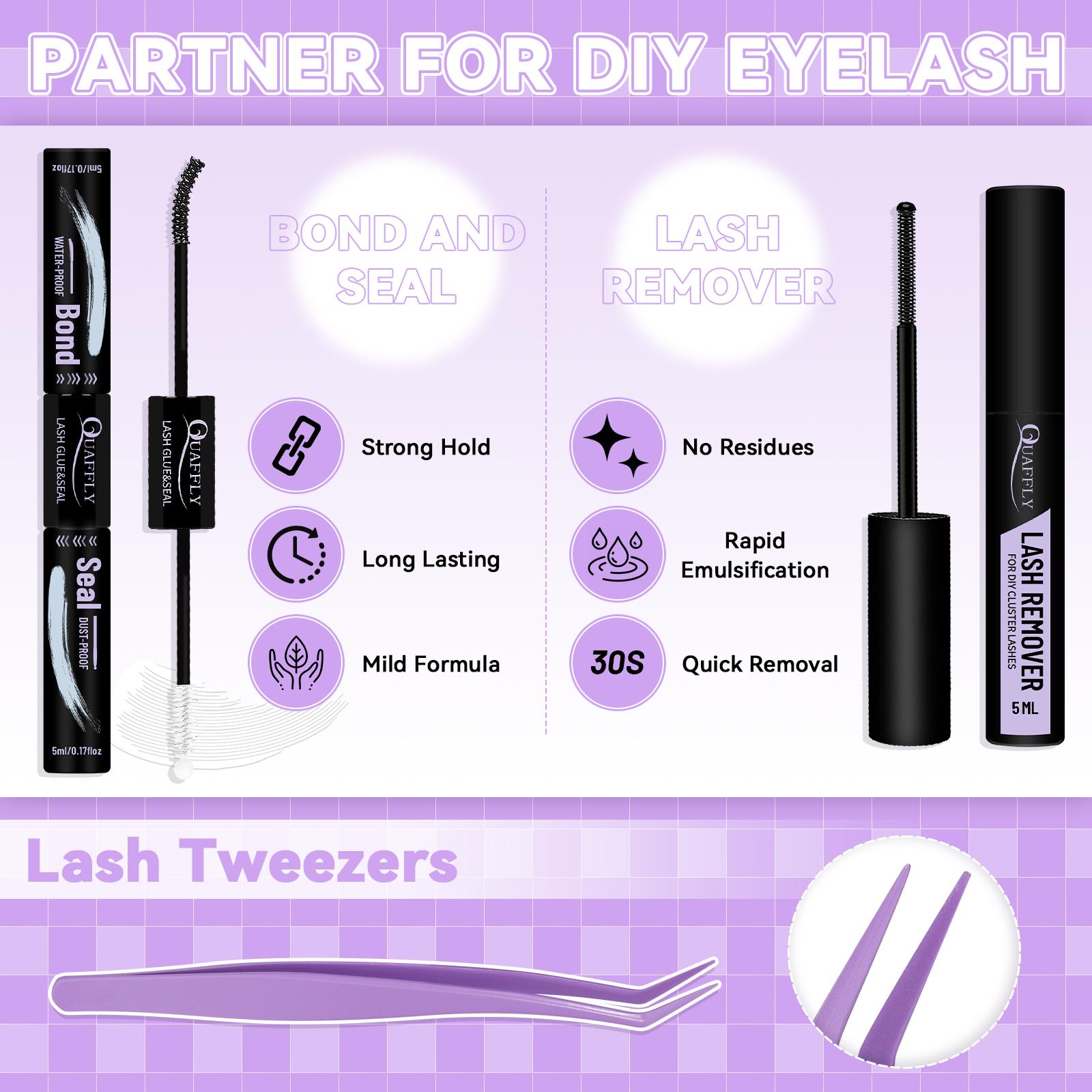 Eyelash Extension Kit, 1 Box Portable Eyelash Makeup Kit, Including Eyelash Glue, Sealer, Remover, Tweezers, Eyelash Curler Protector, Eye Makeup Tool, Cosmetic, DIY Eyelash Extensions