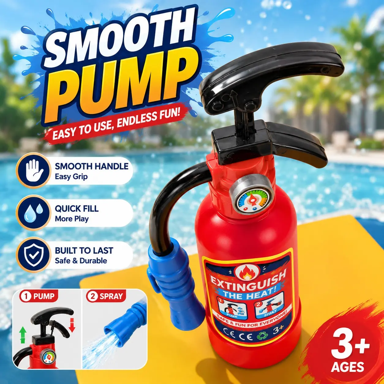 Fire Extinguisher Sprayer 420ml Durable ABS Soaker Toy for Kids Summer Activities and Cooling