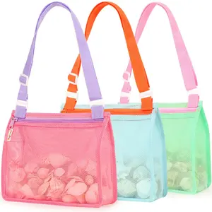Kids Mesh Beach Bag – Sand-Free Quick-Drying Tote for Shell Collecting & Sand Toys, Set of 3, Boys & Girls