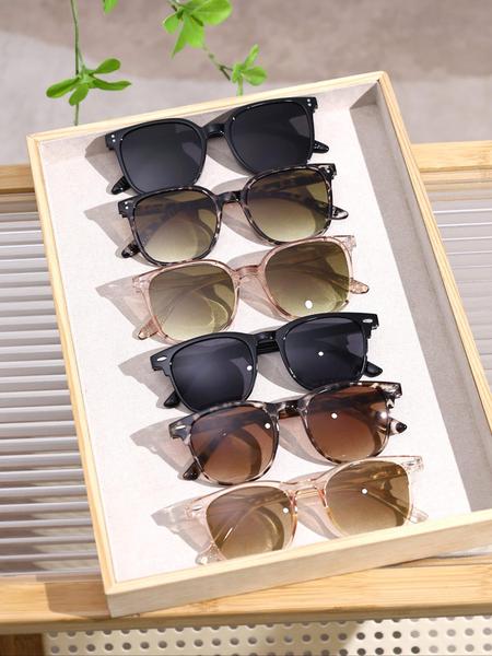 Set of 6 Unisex Stylish Oval Frame Lightweight Durable Sunglasses, Casual Vacation Eyewear for Daily Use, Versatile Summer Accessories for Men and Women