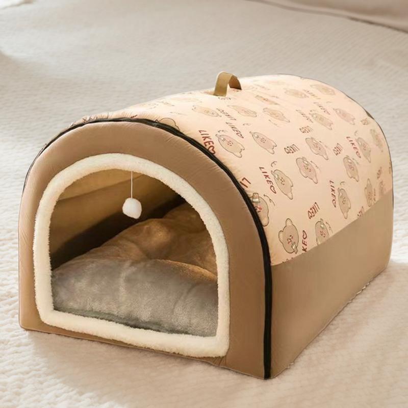 Warm Winter Dog House Mat Detachable Plush Cotton Puppy Shelter Washable Large Dog Bed House Comfortable Winter Cat Bed Castle Dogs Cats Pet Supplies