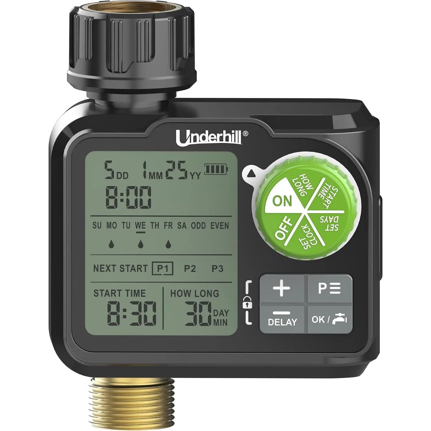 AquaZone Digital Hose Timer - Automatic Outdoor Irrigation Controller for Homeowners with LCD Screen, Multiple Zones, Rain Delay, Sprinklers, Drip Systems & Garden Hose Faucets, Programmable