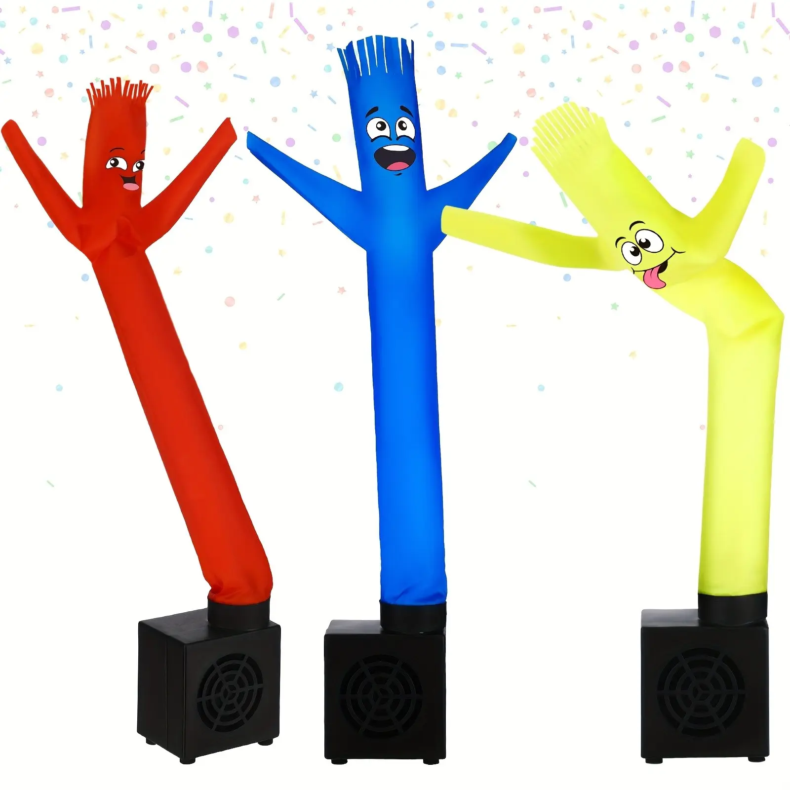 3pcs Mini Inflatable Tube for Man Gift Funny Gag Birthday Wacky Waving Inflatable Guy with Blower Desktop Mini Dancer Gift for Women Party Decoration(Smile)