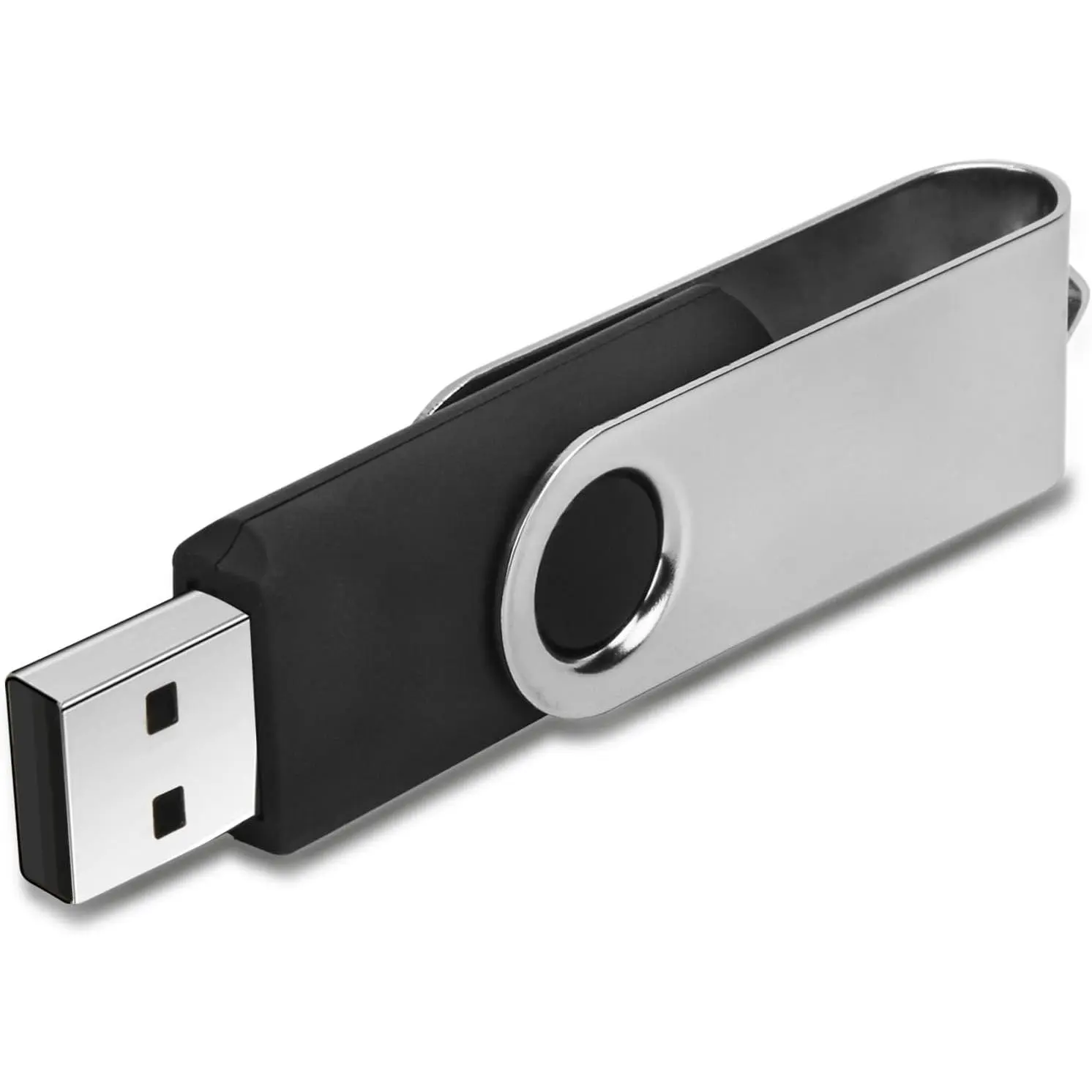 Swivel Design 16GB USB Flash Drive with Keychain, USB 2.0 Portable Thumb Drive Memory Stick, FAT32 Format Flashdrive for Data Storage, Photos, Music, Files (Black, 16 GB)