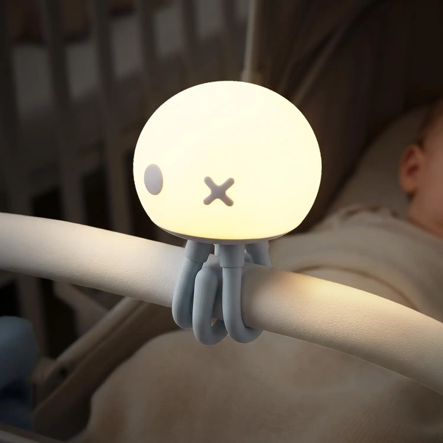 Jellyfish Night Light for Kids Room Decor - Cute Funny Gift, Rechargeable Baby Nursery Lamp with Soft Silicone Touch Control for Breastfeeding, Blue(Gift)