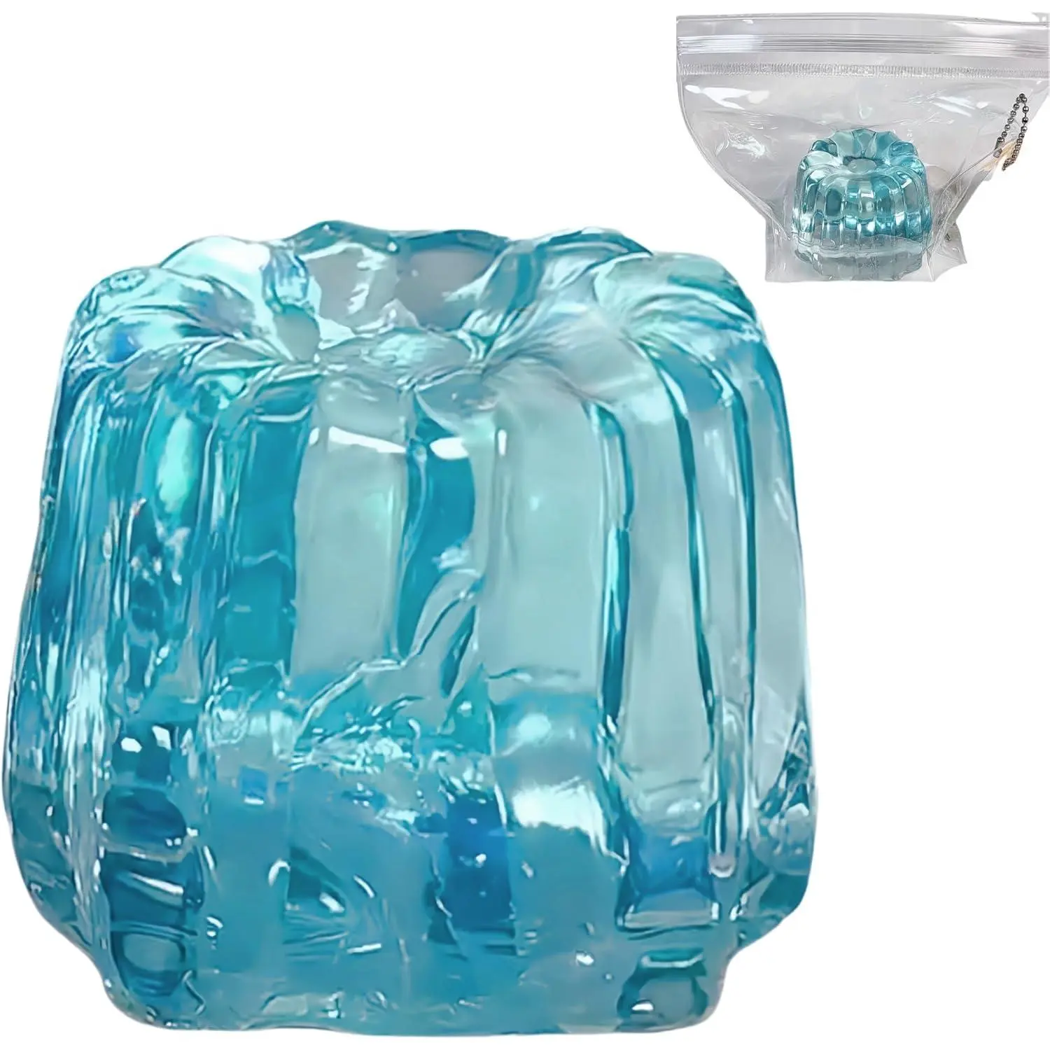 Ice Blue Canelé Squishy, Kawaii Stress Relief Toy, Soft Jelly Dessert Fidget for Office, Bedroom Decor & Gift Collection