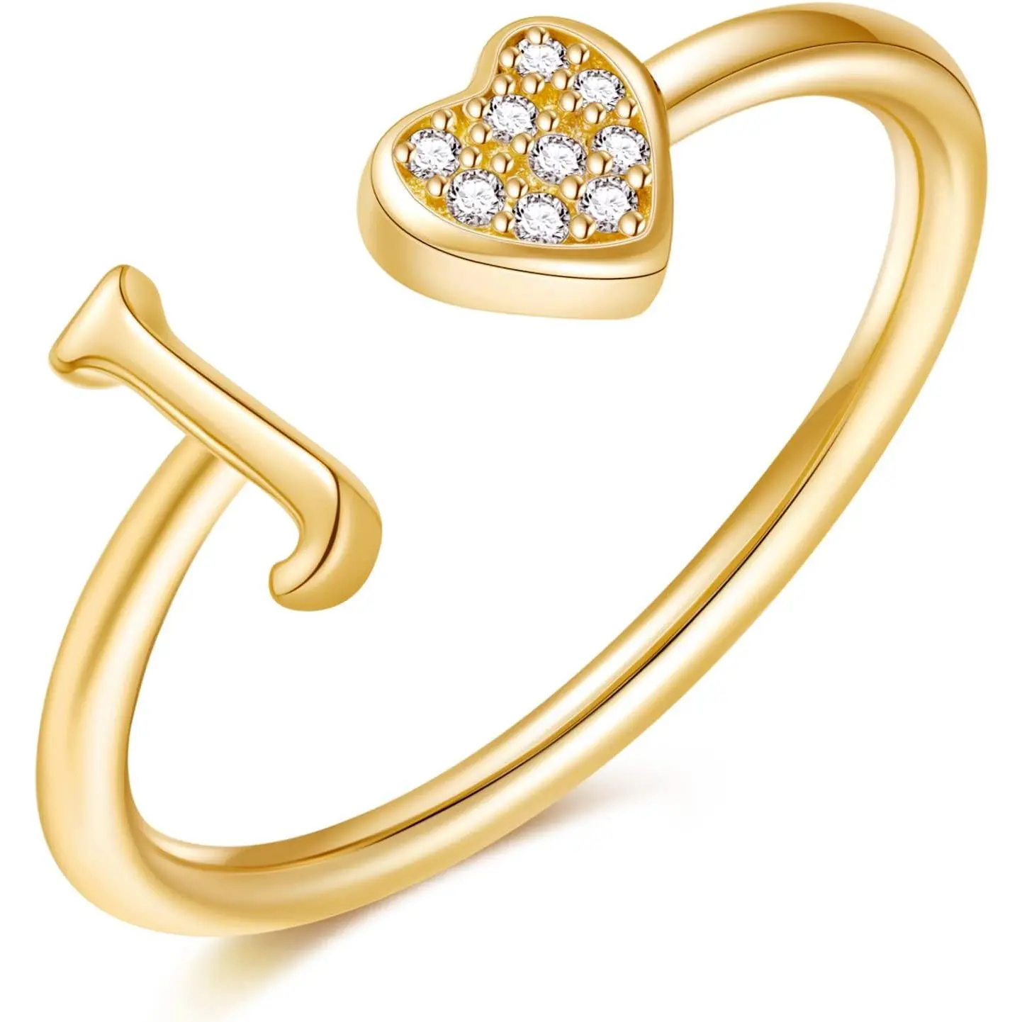 S925 Sterling Silver Initial Rings for Teen Girls, A-Z Adjustable Heart Rings anxiety engagement oval Moonstone Mood queen