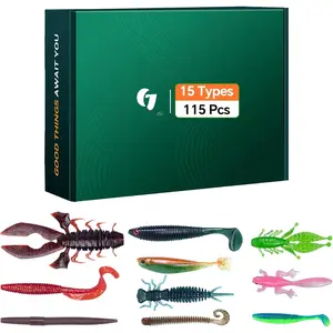 115 count 10 Types Fishing Lures Kit for Freshwater Saltwater,  Water Layer Fishing Gear Set with Bouns 5-Type Accessories for Beginner Anglers Women Men Dad Boys,  Hooks, Snap Swivels
