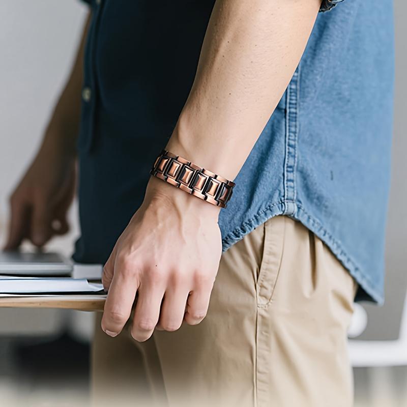 Magnetic Bracelet for Men  Stylish Titanium Steel Bracelet with Adjustable Length, Metal Clasp, 3X Strength, Perfect Gift for Him, Adjustable Bracelet  Modern Bracelet  Durable Bracelet