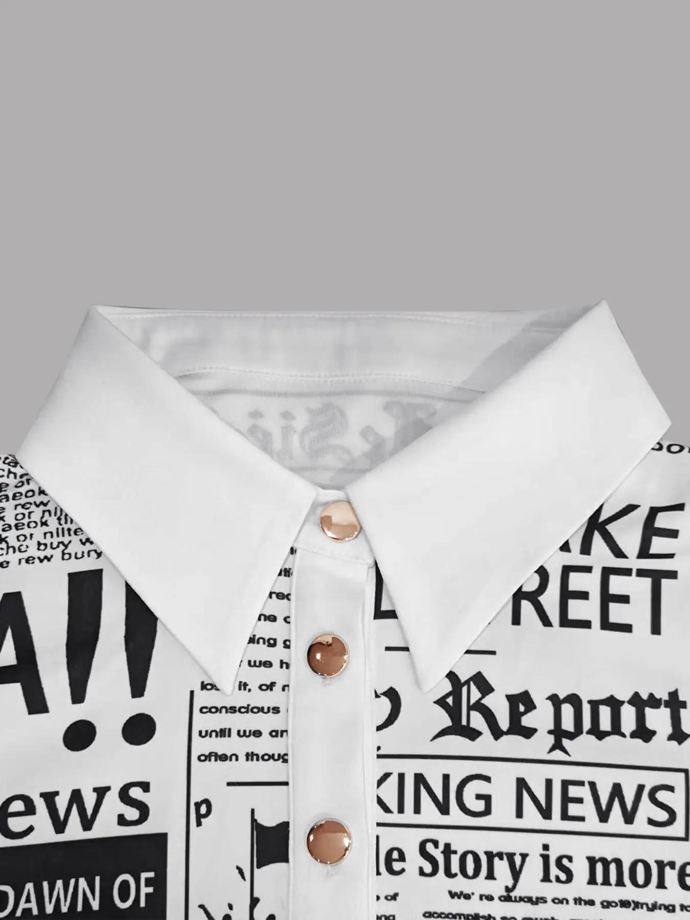 Women's Long Sleeve Casual Shirt with Letter Print, Single Button Front Design, Perfect for Daily Wear & Outdoor Activities, Womenswear