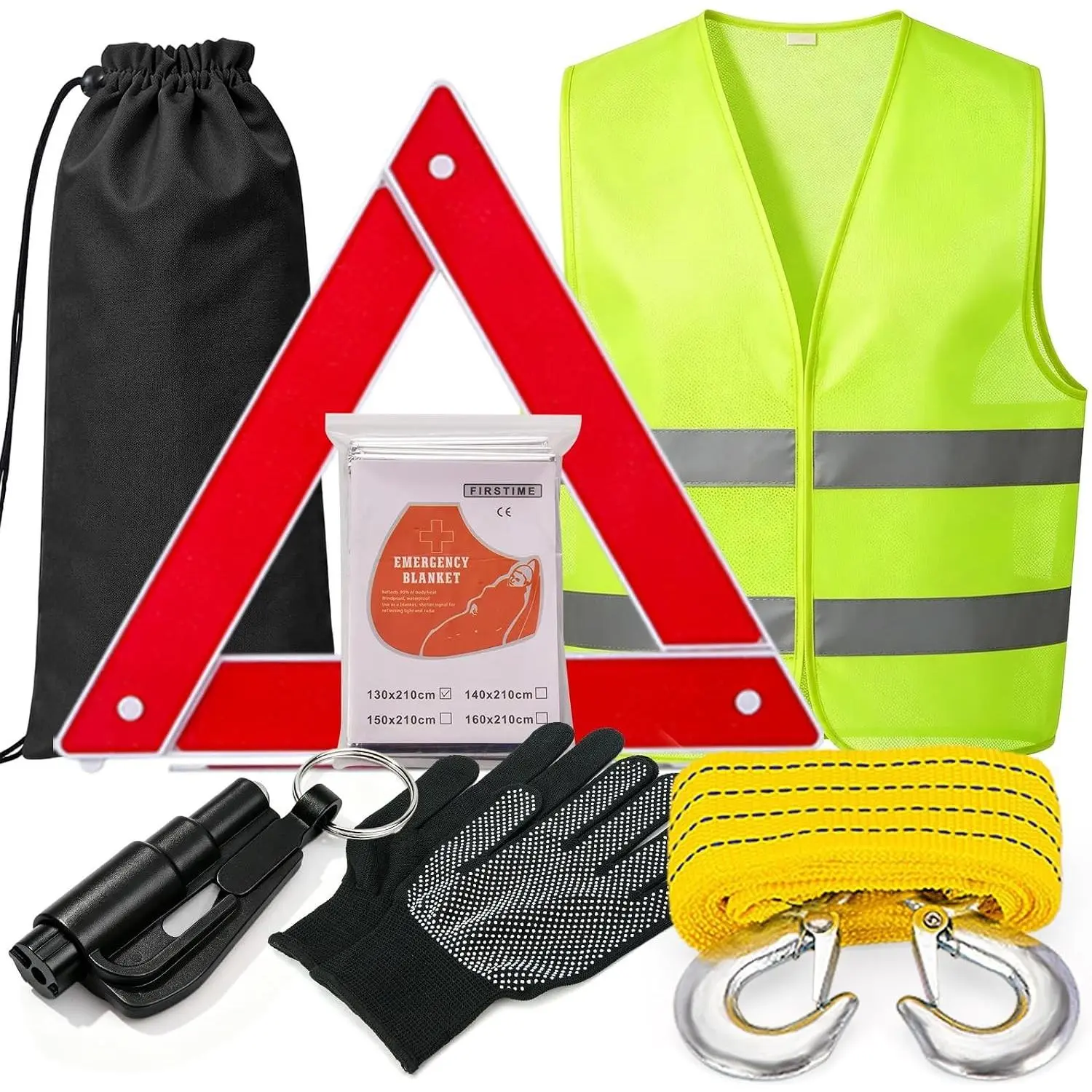Roadside Emergency Kit Automotive Car Safety Kits for Vehicles Woman Man Teen Black