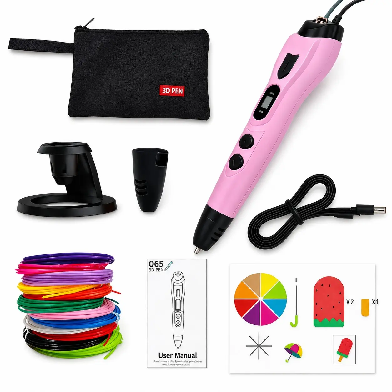 3D Drawing Pen Kit for Beginners and Experienced Creators, 3-Speed PLA ABS 3D Printing Pen with 10-Color Filament and Complete Accessories for Models, Crafts and DIY Projects