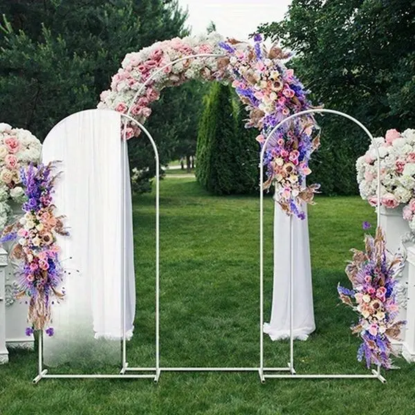 7.3FT, 6FT, 6FT, Set of 3 Metal Arched Background Stands, Measuring Suitable for Both Indoor And Outdoor Celebrations, Including Birthday Parties, Garden Floral Balloon Displays,Festive Banner Holder
