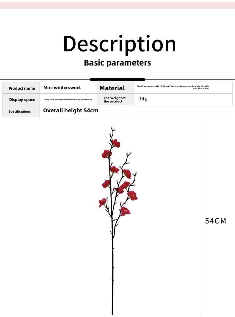 55CM single white mini plum blossom artificial flower for Chinese-style home decoration