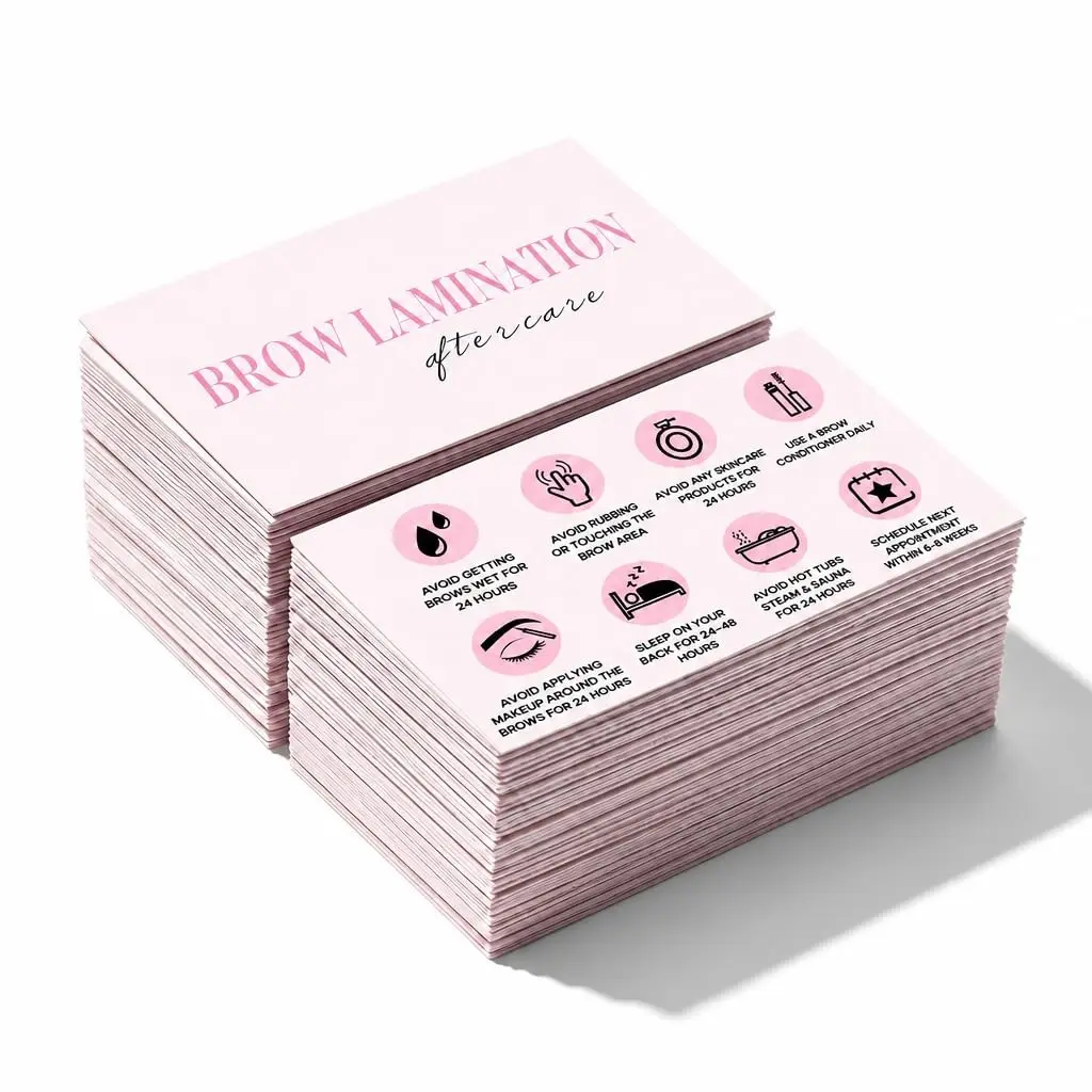 100 Pack Brow Lamination Aftercare Cards 3.5x2.1" Brow Lamination Aftercare Instructions Cards Brow Lamination Kit for Brow Lamination Supplies Eyebrow Lamination Supplies