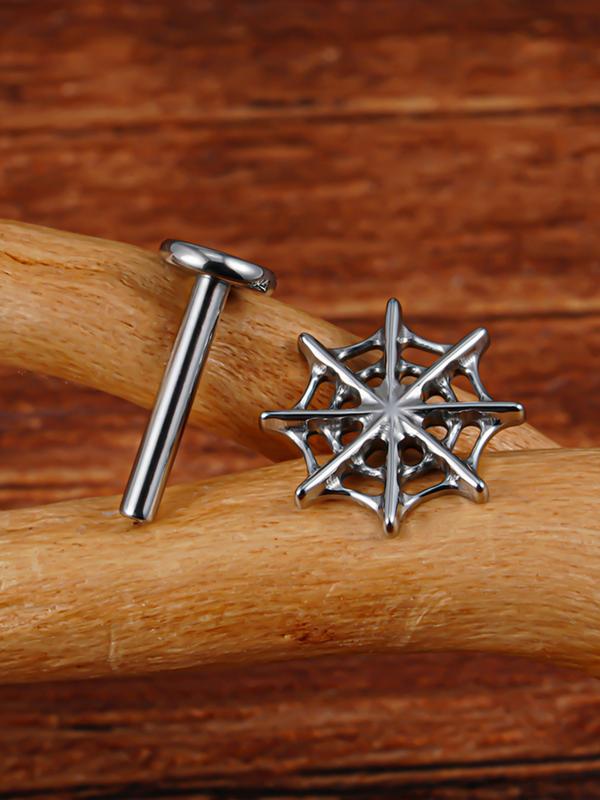 Astm F136 Titanium 16g Spider Web Stud Earring for Cartilage Tragus Helix Conch Ear Lobe, Casual Halloween Jewelry for All Seasons