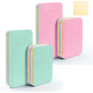 Peelable Microfiber Sponges 4 Pack – 12-Layer Tear Away PVA Cleaning Pads, Ultra Absorbent Non-Scratch Rainbow Sponge for Kitchen Dish, Countertop, Bathroom, Glass & Car Cleaning
