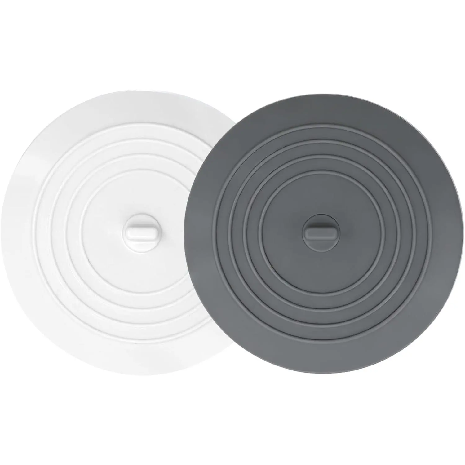 Bathtub Drain Stopper 2 Pack, 5 inches  Tub Stopper Shower Drain Cover, Bath Tub Plug Hair Stopper, Flat Suction Renter Friendly Bath Accessories (White&Grey, 5 inch)