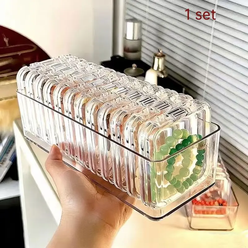 Jewelry Storage Box Set, 12 Transparent Compartments, Large Clear Organizer, Portable Bead Holder, Ideal for Travel & Crafting