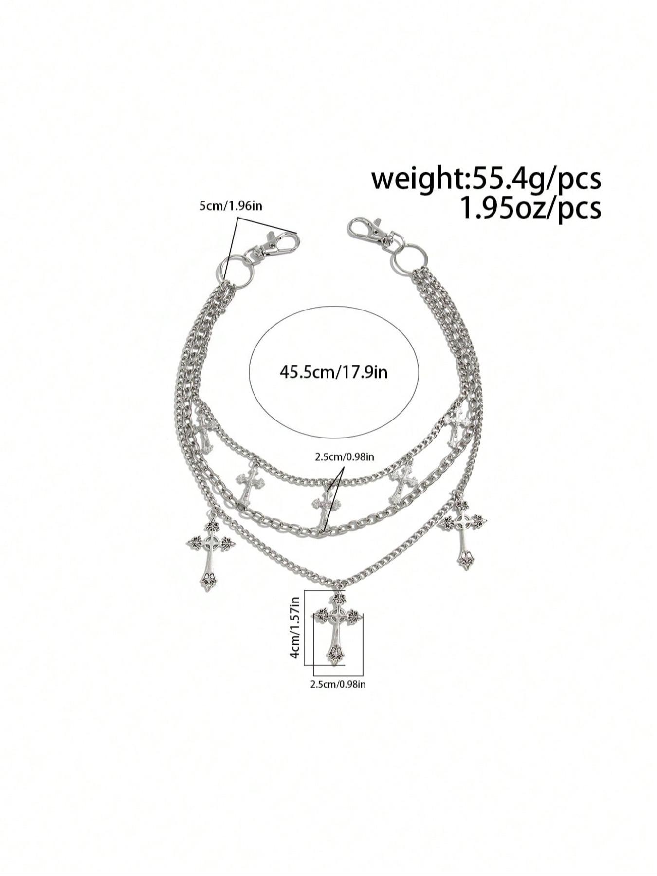 Men's Adjustable Cross Layered Waist Chain, Punk Style Jeans Chain, Fashion Pants Chain for Party, Trendy All-match & Exquisite Accessory for Birthday Gift