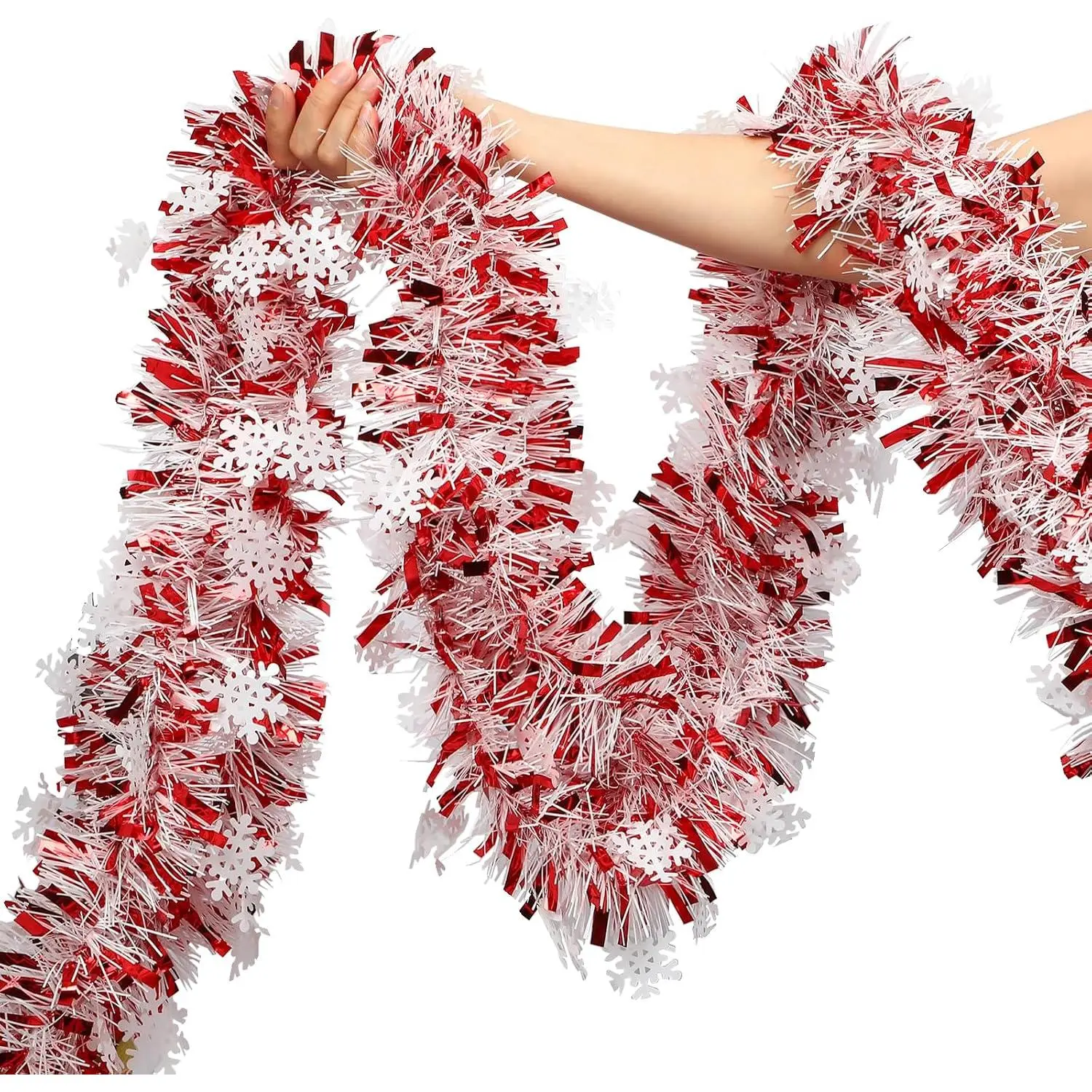 Christmas Tinsel Garland Decor, 50Ft Glitter Tinsel Twist Garland Decorations for Christmas Holiday Party Decor