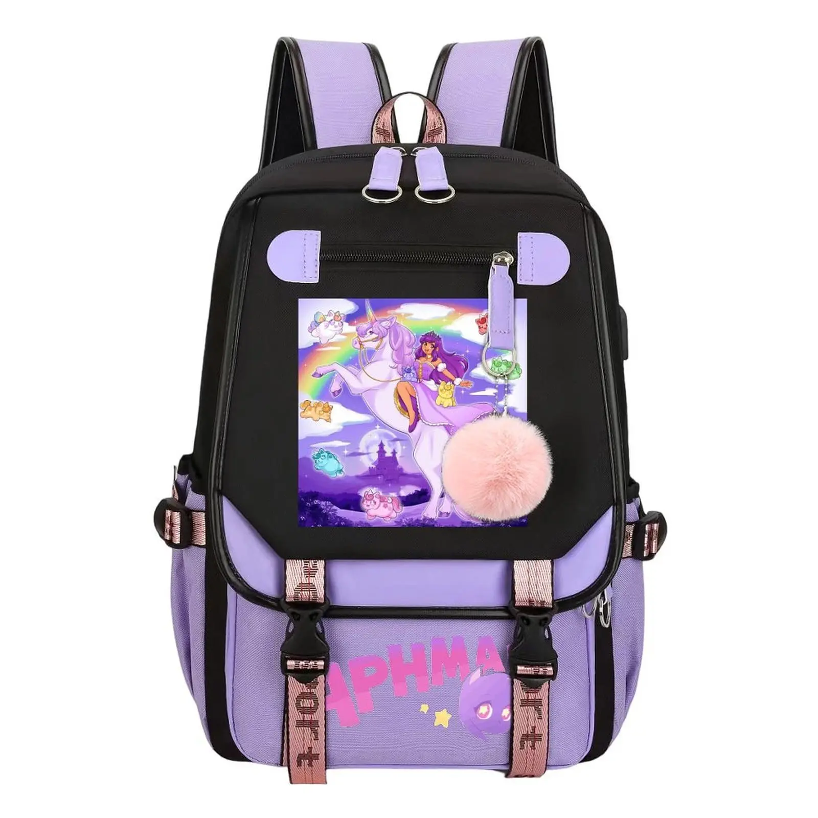 Aphmau Print School Backpack for Teen Students, Water-Resistant Durable Large-Capacity Multi-Pocket Organizer Bag, Ideal Birthday & Holiday Gift (11.4”×18.1”)
