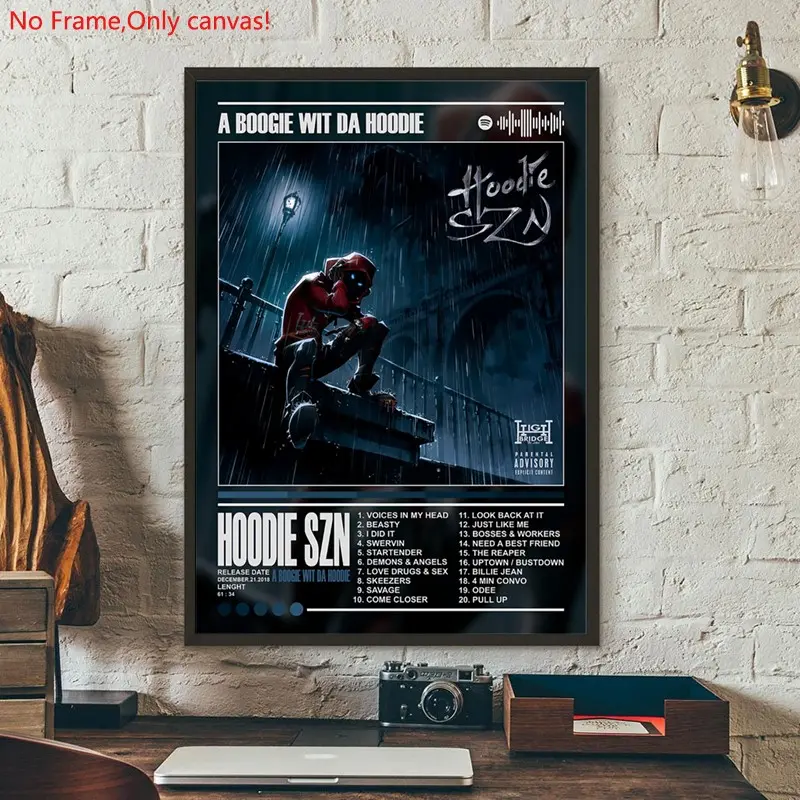 1 piece/set frameless canvas painting print poster, Classic Character Album art，A Boogie Wit Da Hoodie - Hoodie SZN ，a perfect gift for Music loves, ideal gift for bedroom, living room, dorm hallway, kitchen, mural, wall decoration, room decor