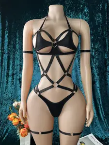 Women's Hot Temptation Lingerie Set 5 Piece (includes Hand Cuffs & Leg Cuffs), Triangle Cup, Comfortable Fashion, Elegant Softness curvy sexy altgirl Underwear