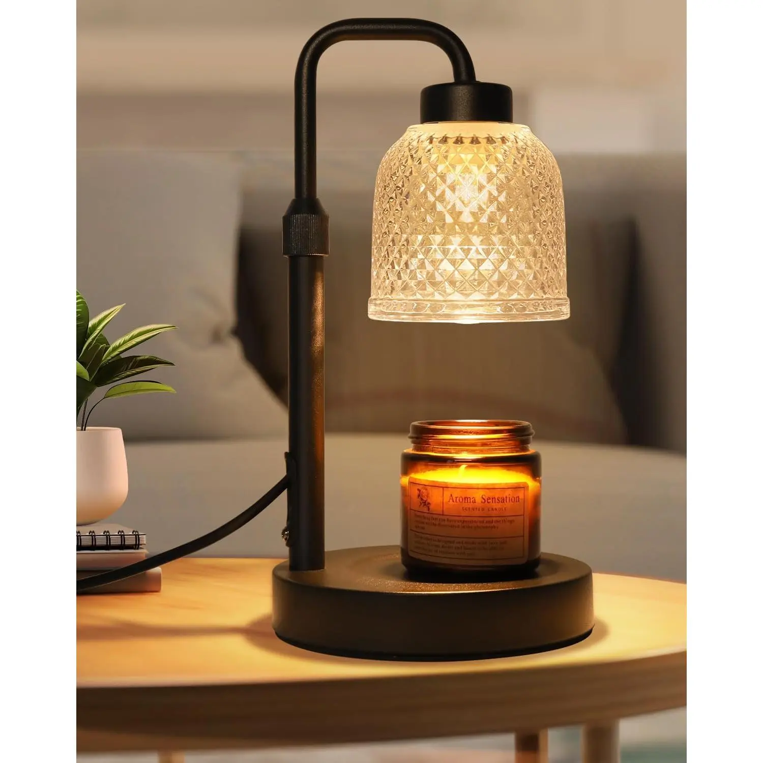 Candle Warmer Lamp with Timer: Birthday Gifts for Women Mom CoalBlack |   Flame-Free Safety Candle Lamp - Dimmable Adjustable Height with 2 Bulbs - House Warming Gifts New Home, Fits Most Jar Candle