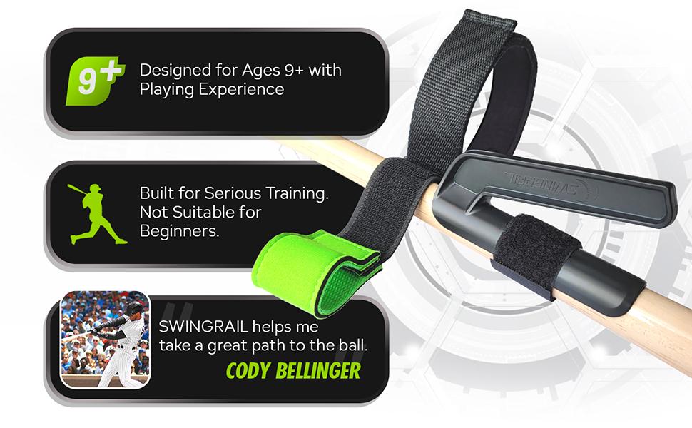 AGS SWINGRAIL Baseball/Softball Hitting Trainer – Swing Trainer Aid for Batting & Hitting Practice – Baseball Training Equipment to Improve Bat Speed, Swing Mechanics, Contact & Timing – For Ages 9 and Up