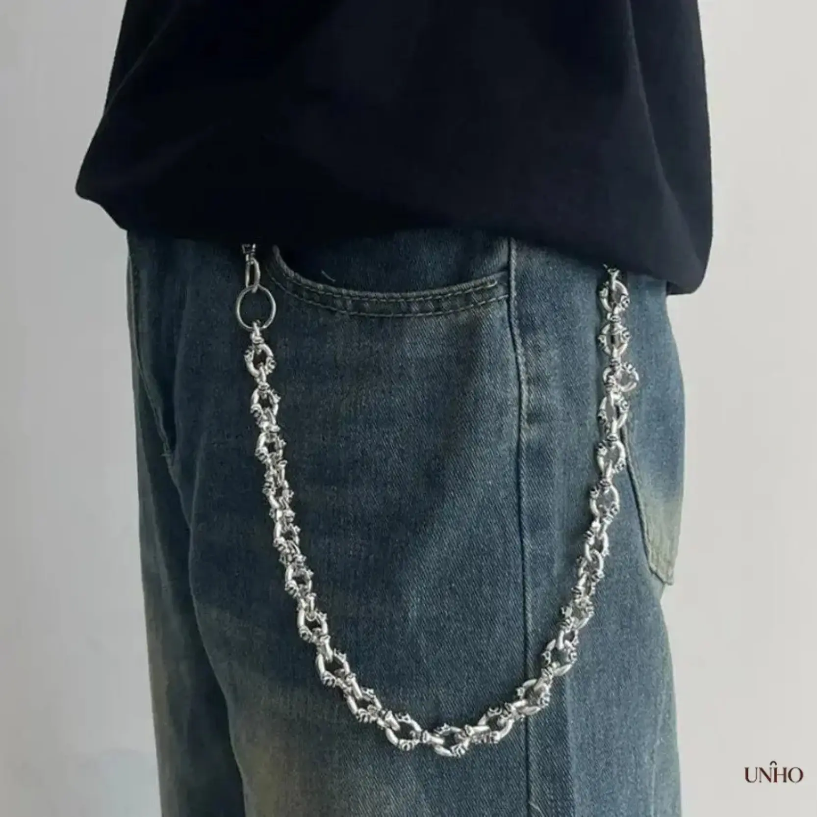 2026 New Arrival Punk Rock Skull Chain Pendant Keychain, Versatile Unisex Hip Hop Jewelry, Stylish Street Accessory For Men’s Wallets Belts And Jeans, Cool Heavy-Duty Chain Ornament For Daily Streetwear & Leisure Outfits