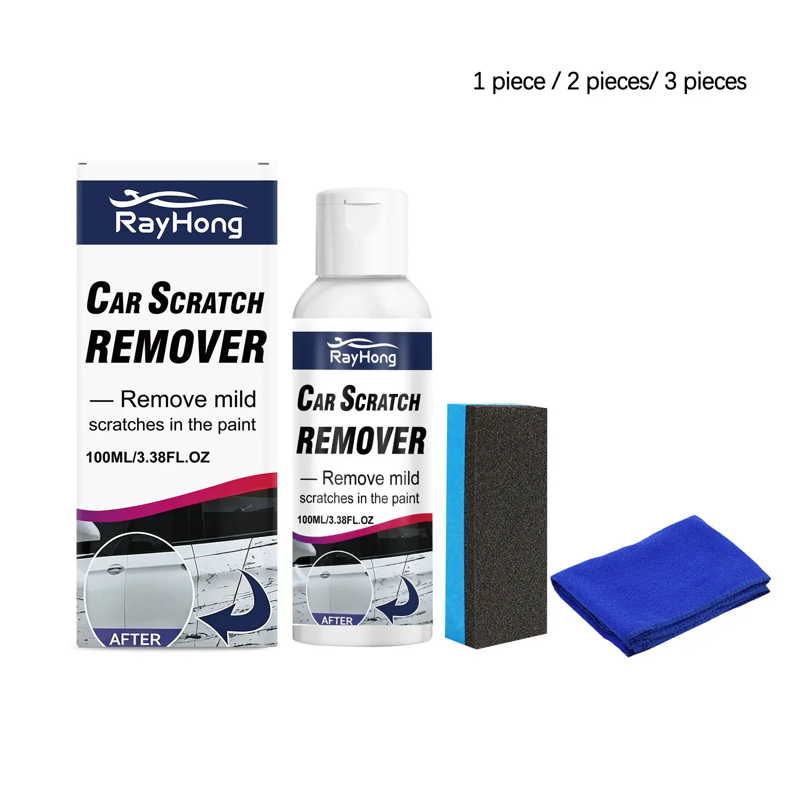 Car Scratch Remover Kit (100ML + Towel + Sponge), Paint Scratch Repair, Glossy Care, Easy Daily Polishing for Cars