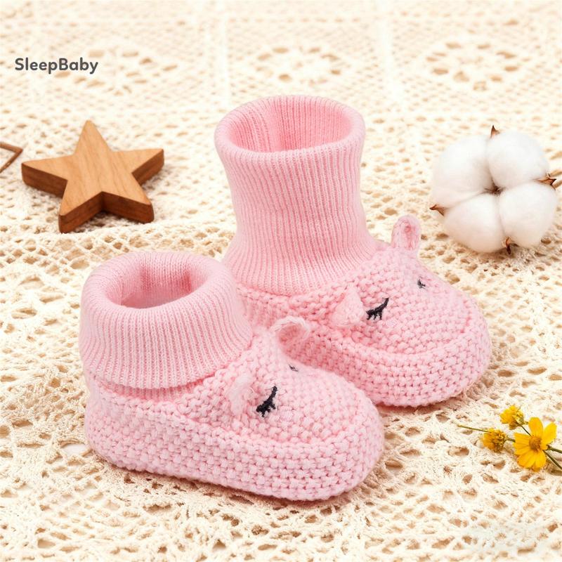 Knitted Baby Booties with Ears Soft Infant Boots Comfortable Winter Shoes for Boys and Girls