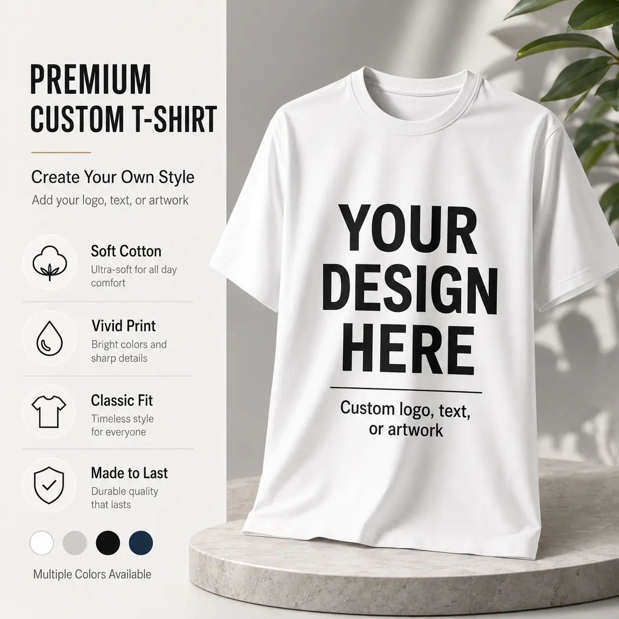 Custom Photo/Text Tee| Personalized T-Shirt Custom Graphic T-Shirt, Unisex Cotton Blend Tee, Personalized Front Print,  [Made-to-Order] Custom Graphic T-Shirt