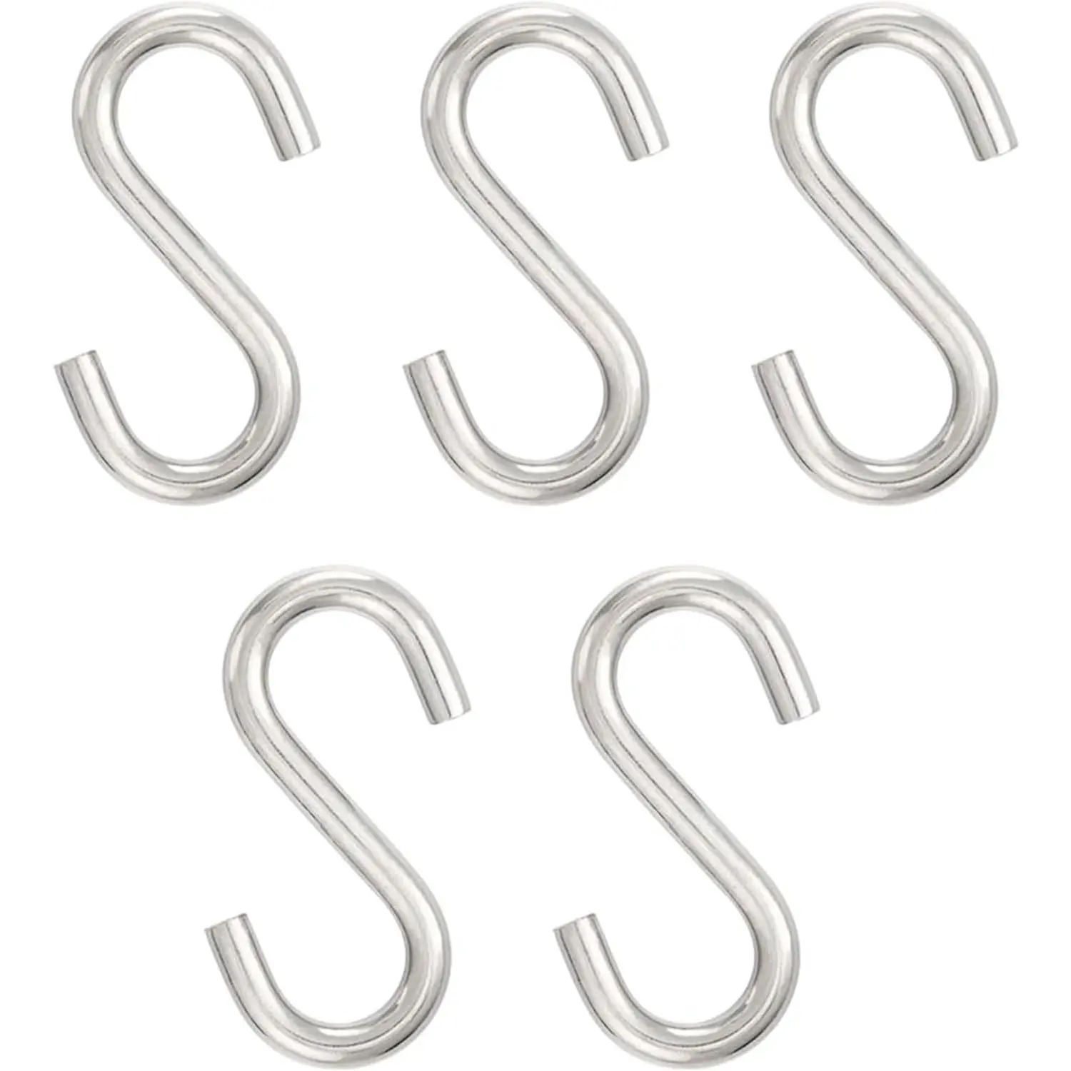 5-Count 304 Stainless Steel S-Shaped Hammock Hooks, 3.2 in/5 in/16 in Heavy-Duty Metal Hooks for Outdoor Patio Decor, Garden Setup, Hammock Stand