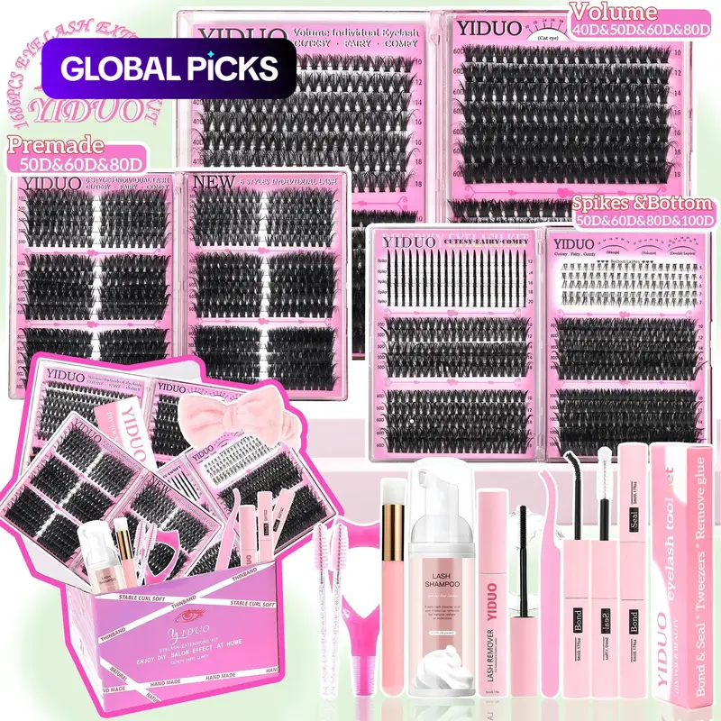 【Black Friday】Lash Clusters Kit, Mega, Ultra, Dramatic, Volume, Full, Spikes, Bottom Lashes, Voluminous False Eyelashes, Waterproof Lash for Beginners & Pros, Easy DIY at Home, Soft Comfortable Easy-Apply Natural Look for Daily Makeup #GLOBAL PICKS